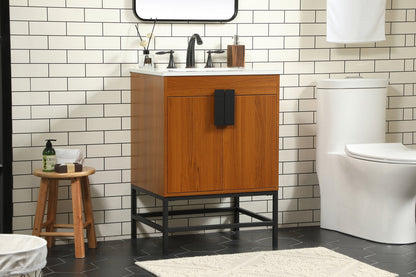 24 inch Single bathroom vanity in teak