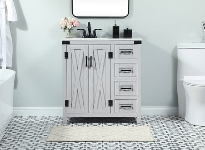 32 inch Single bathroom vanity in grey