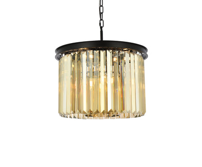 Sydney 6 light Matte Black Pendant Golden Teak (Smoky) Royal Cut Crystal