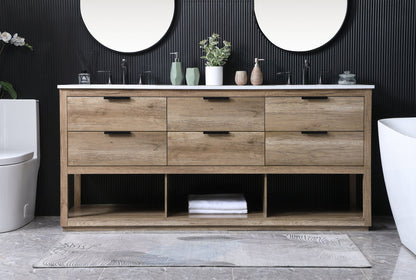 72 Inch Double Bathroom Vanity In Natural Oak