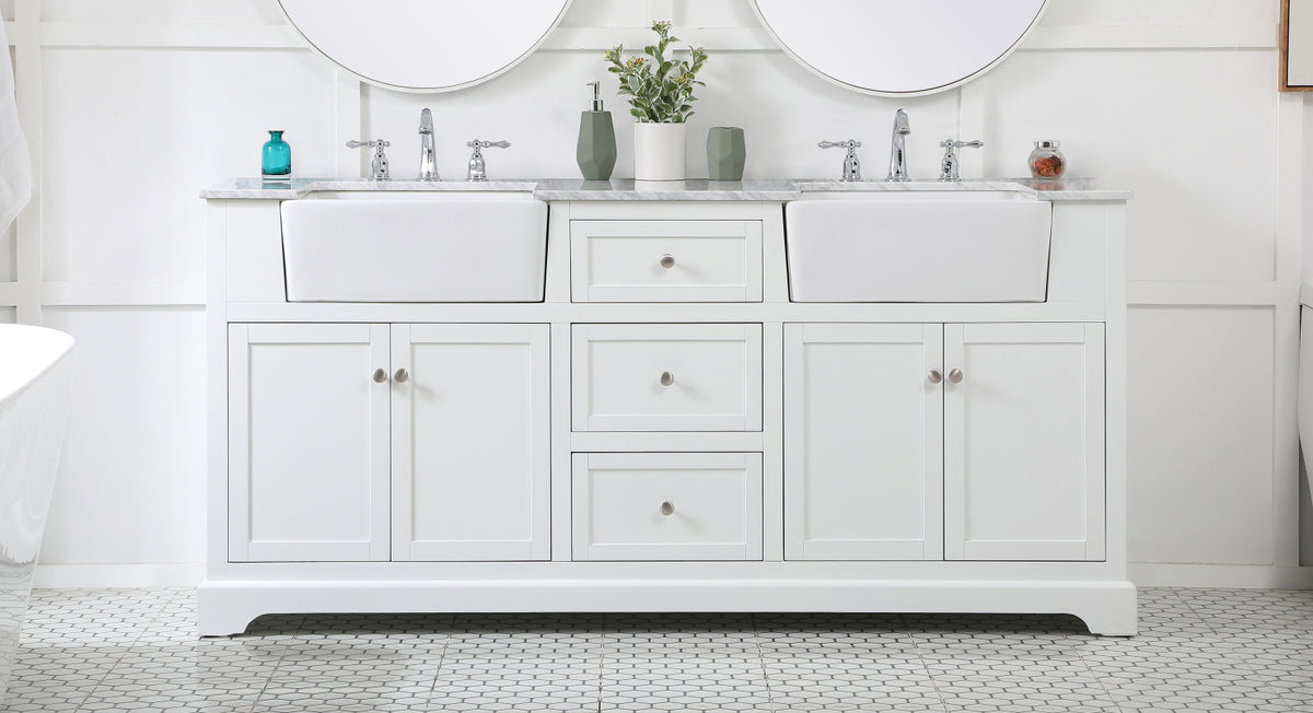 72 inch double bathroom vanity in white