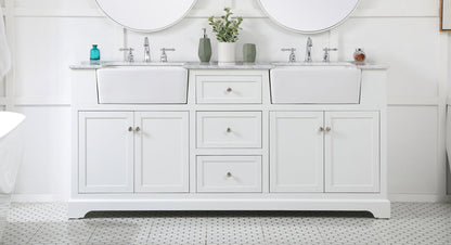 72 inch double bathroom vanity in white