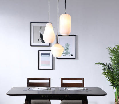 Gene 3 light Chrome and Frosted white glass pendant