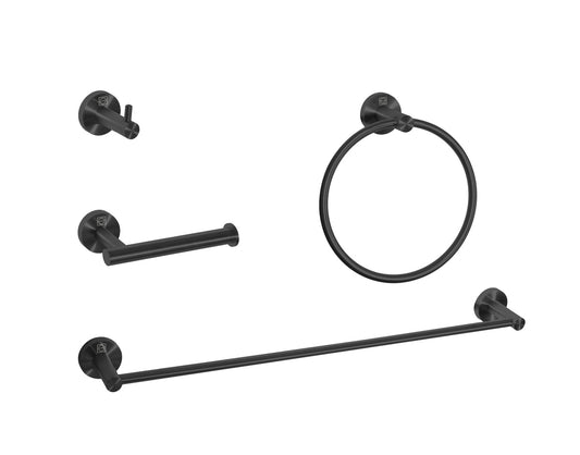 Freya 4-Piece Bathroom Hardware Set in Matte Black