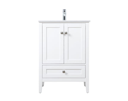 24 Inch SIngle Bathroom Vanity In White