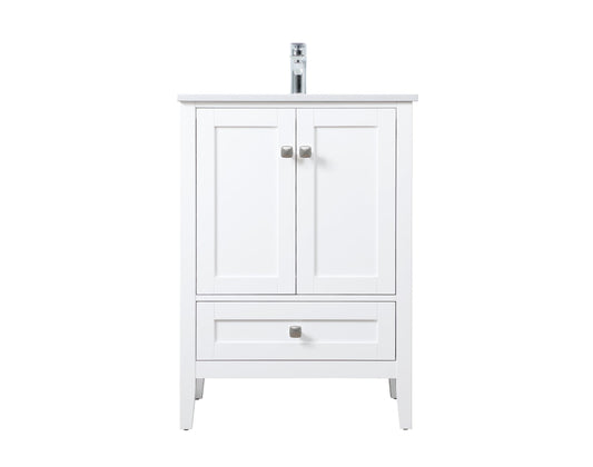 24 Inch SIngle Bathroom Vanity In White