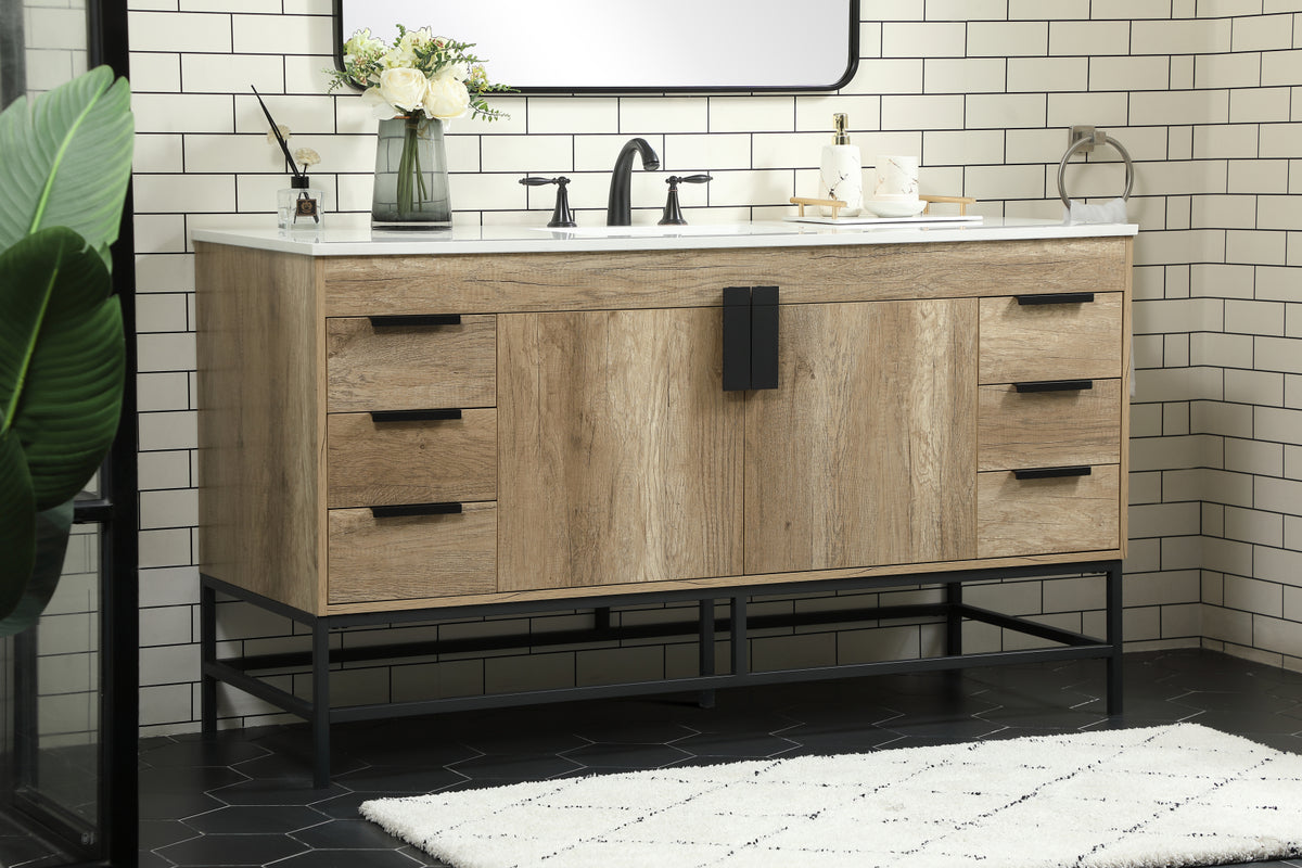 60 inch Single bathroom vanity in natural oak