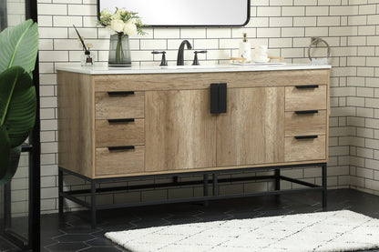 60 inch Single bathroom vanity in natural oak