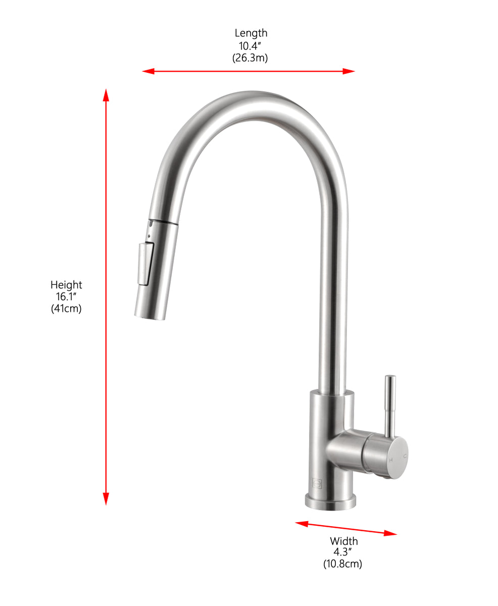 Luca Single Handle Pull Down Sprayer Kitchen Faucet with touch sensor in Brushed Nickel