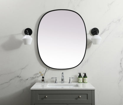 Metal Frame Oval Mirror 30x36 Inch in Black