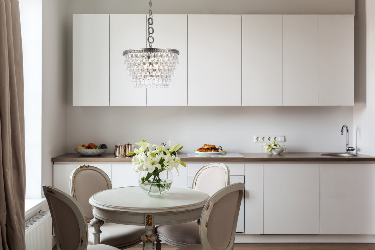 Nordic 5 light antique silver Pendant Clear Royal Cut Crystal