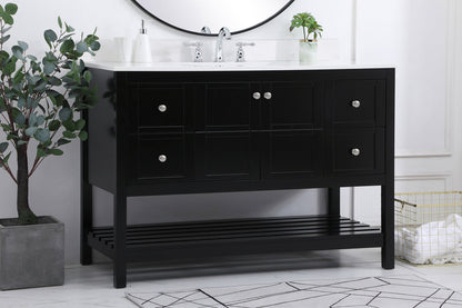 48 inch Single Bathroom Vanity in Black with Backsplash