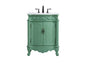 27 inch Single Bathroom vanity in vintage mint with ivory white engineered marble