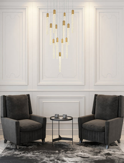 Weston 13 lights pendant in satin gold