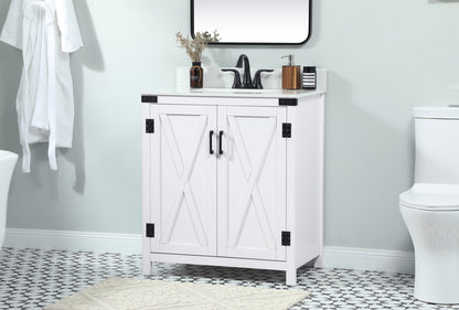 30 inch Single bathroom vanity in white with backsplash