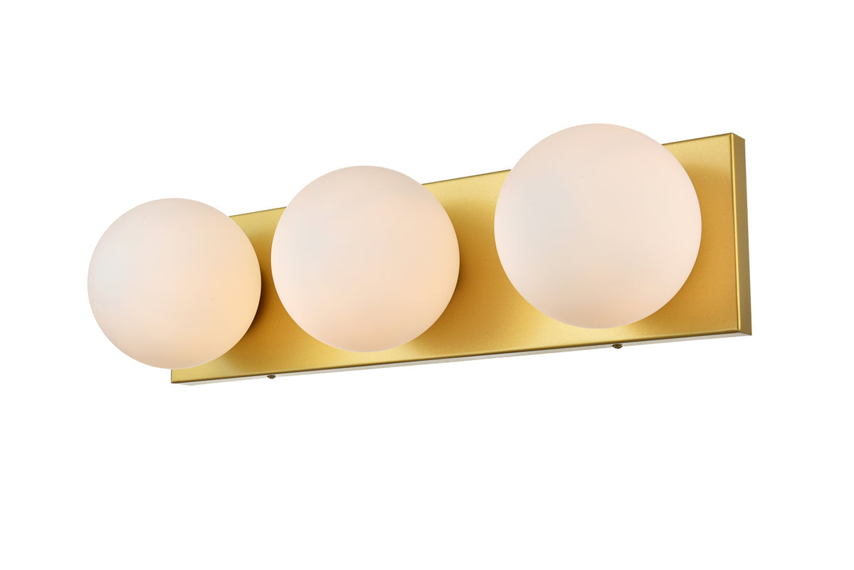 Jaylin 3 light Brass and frosted white Bath Sconce