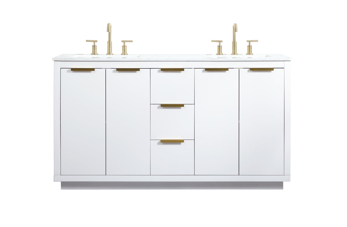 60 inch double bathroom vanity in white