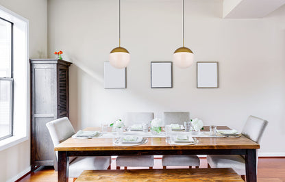 Eclipse 1 Light Brass Pendant With Frosted White Glass