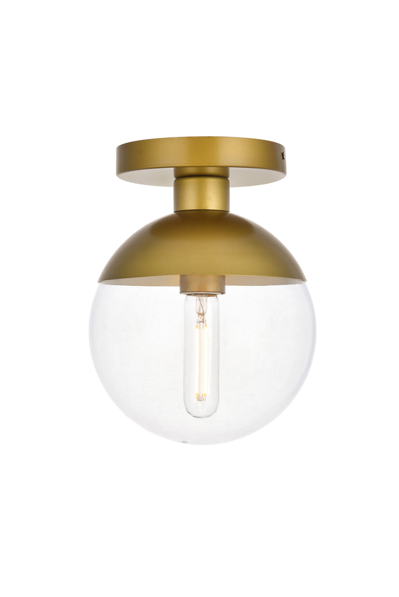 Eclipse 1 Light Brass Flush Mount With Clear Glass