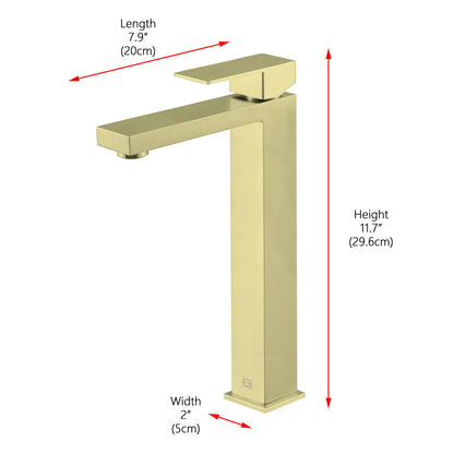 Jakob Single Hole Single Handle Bathroom Faucet in Brushed Gold