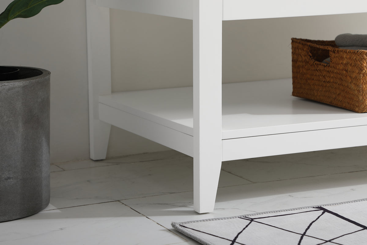 42 inch Single Bathroom Vanity in White with Backsplash