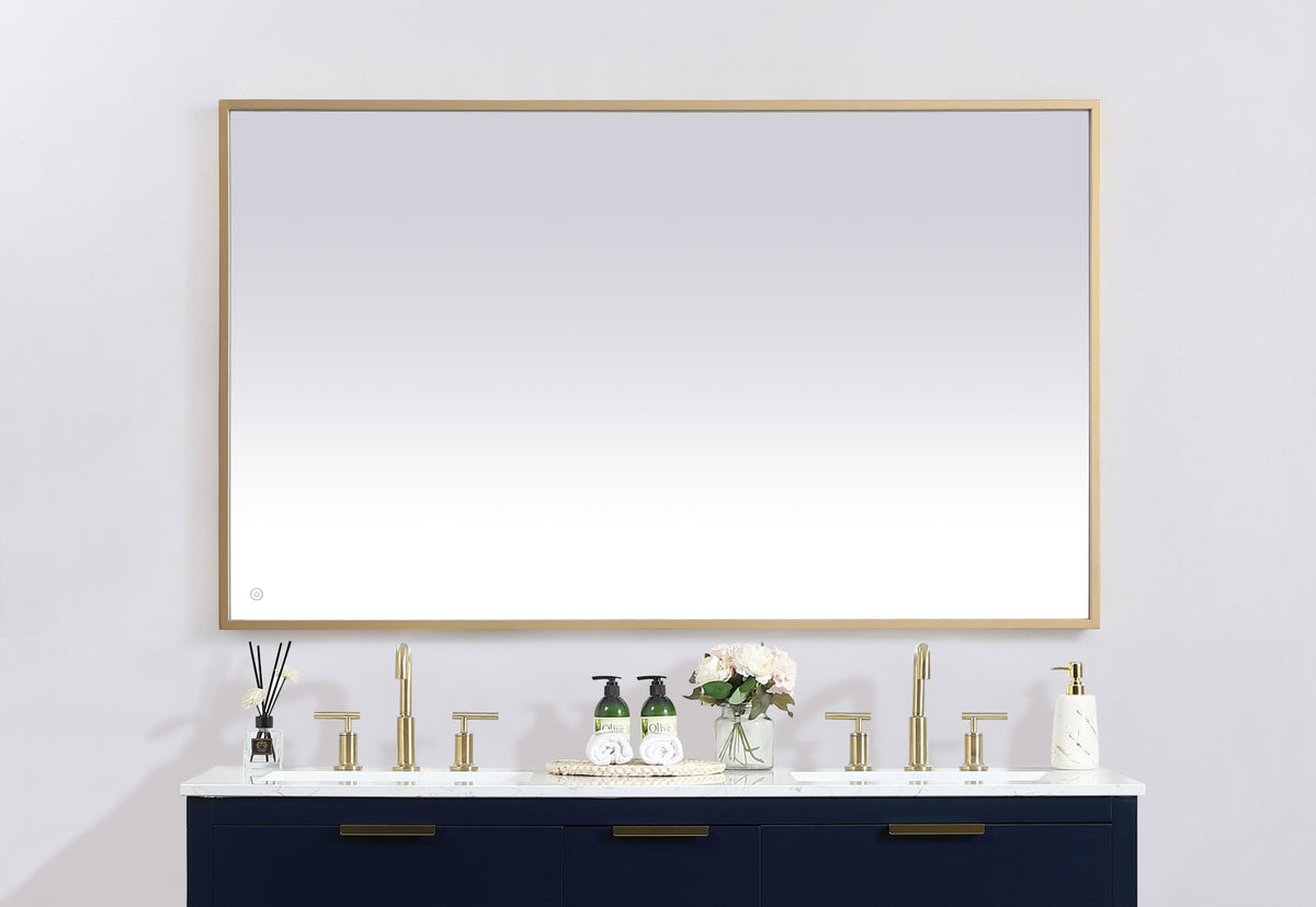 Pier 36x60 inch LED mirror with adjustable color temperature 3000K/4200K/6400K in brass
