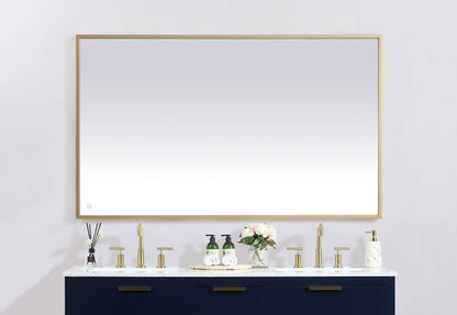 Pier 36x60 inch LED mirror with adjustable color temperature 3000K/4200K/6400K in brass