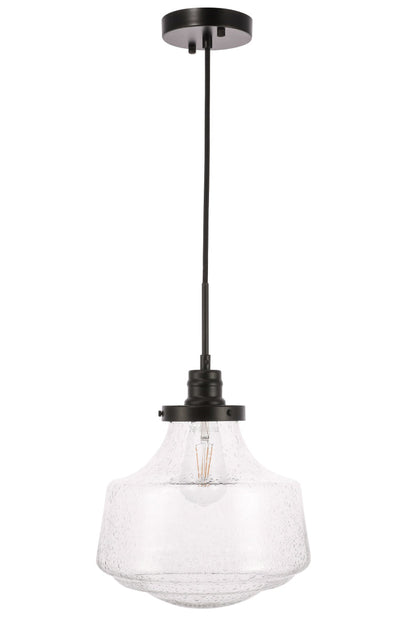 Lyle 1 light Black and Clear seeded glass pendant