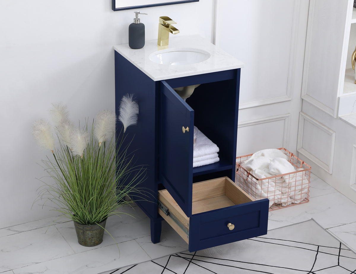 18 inch Single Bathroom Vanity in Blue