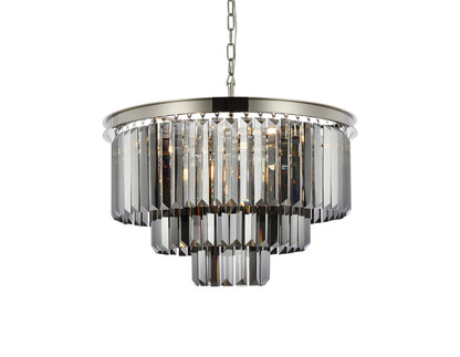 Sydney 9 light polished nickel Chandelier Silver Shade (Grey) Royal Cut Crystal
