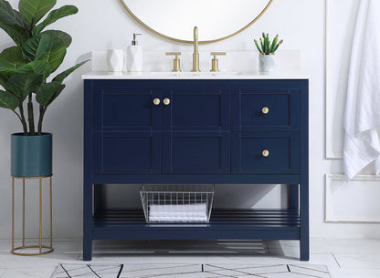 42 inch Single Bathroom Vanity in Blue with Backsplash