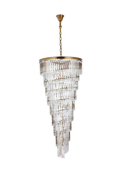 Sydney 30 inch spiral crystal chandelier in satin gold
