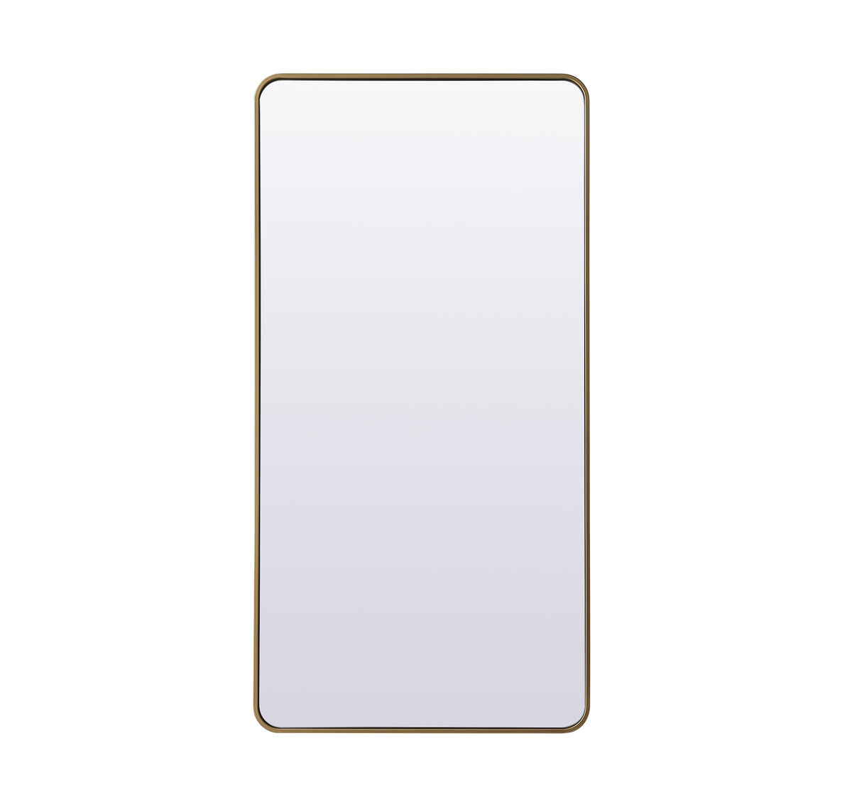 Soft Corner Metal Rectangle Full Length Mirror 30x60 Inch in Brass