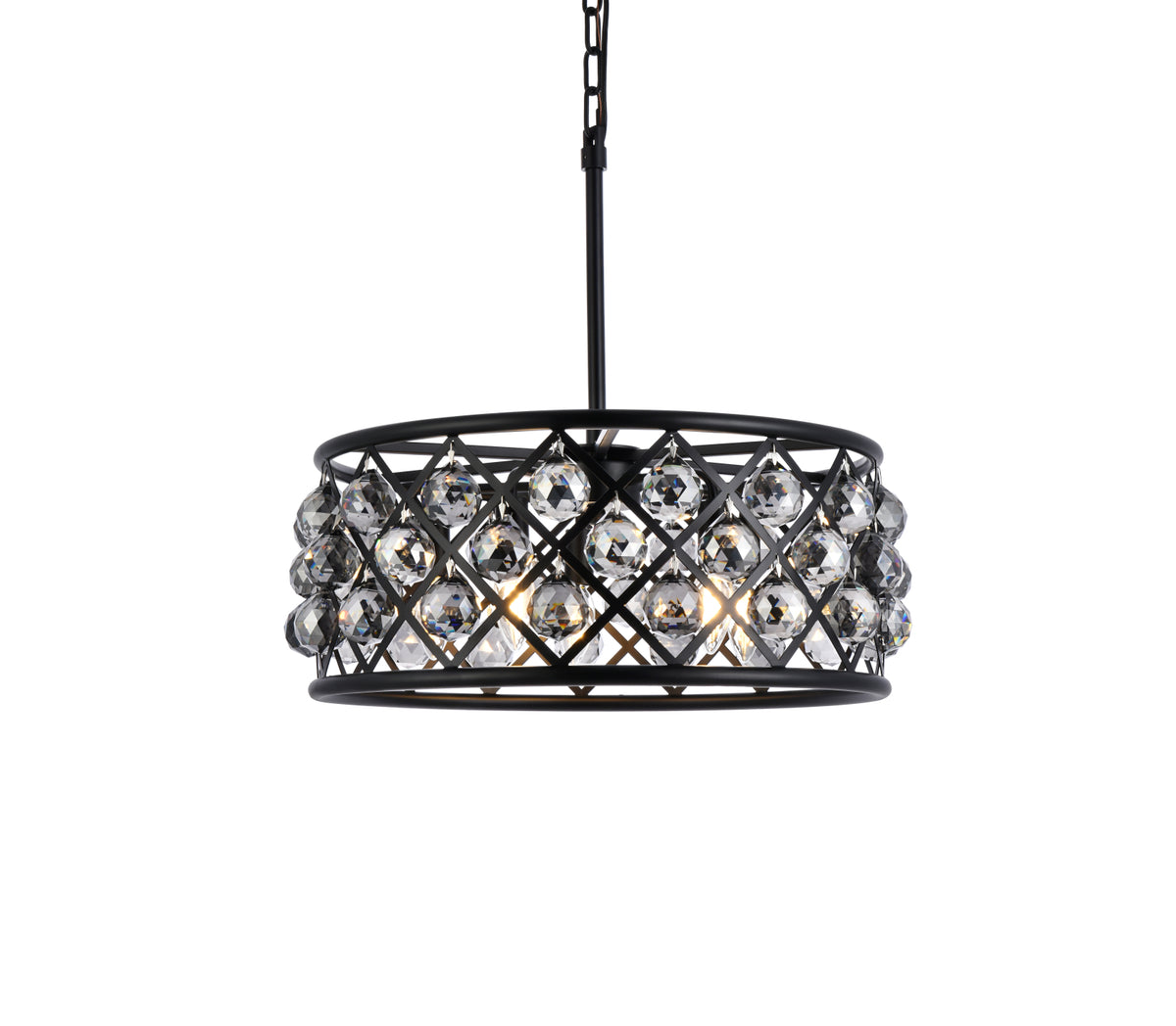 Madison 5 light Matte Black Chandelier Silver Shade (Grey) Royal Cut Crystal