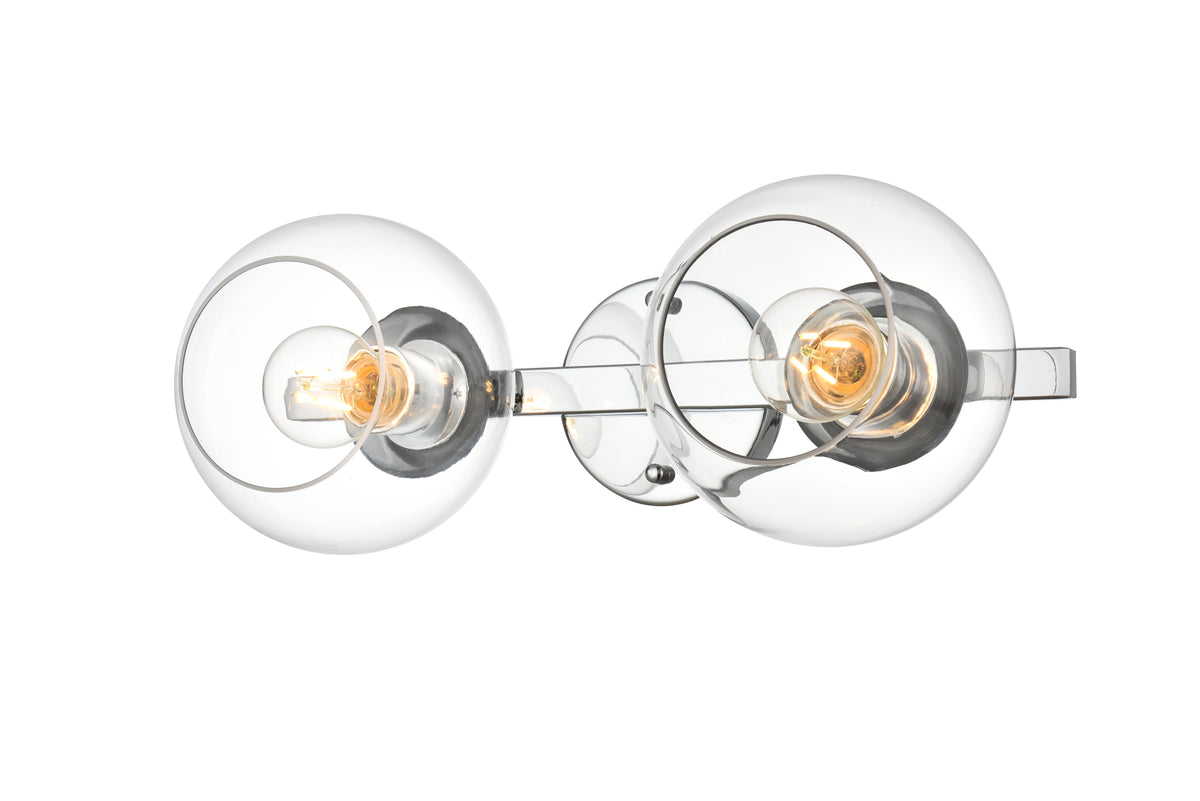 Rogelio 2 light Chrome and Clear Bath Sconce