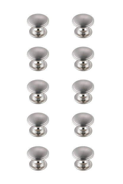 Kaid 1.2" Diameter Brushed Nickel Mushroom Knob Multipack (Set of 10)