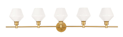 Gene 5 light Brass and Frosted white glass Wall sconce