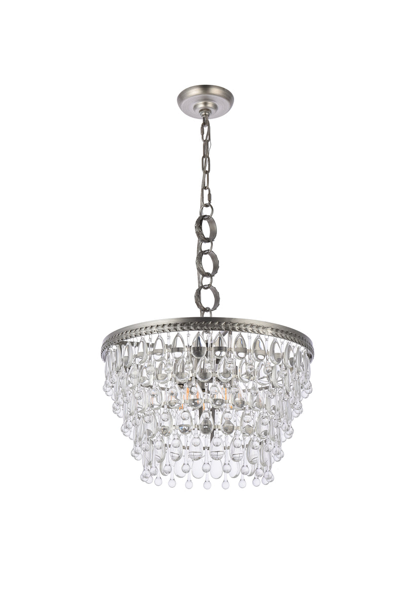 Nordic 5 light antique silver Pendant Clear Royal Cut Crystal