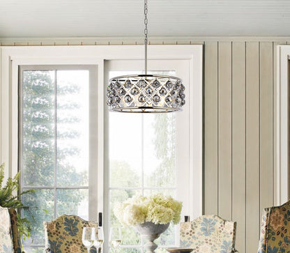 Madison 5 light polished Nickel Chandelier Silver Shade (Grey) Royal Cut Crystal