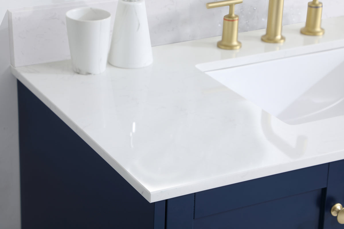 42 inch Single Bathroom Vanity in Blue with Backsplash