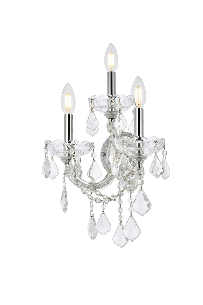 Maria Theresa 3 light Chrome Wall Sconce Clear Royal Cut Crystal