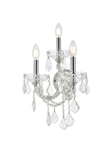 Maria Theresa 3 light Chrome Wall Sconce Clear Royal Cut Crystal