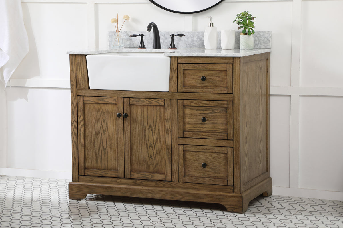 42 inch Single bathroom vanity in driftwood with backsplash