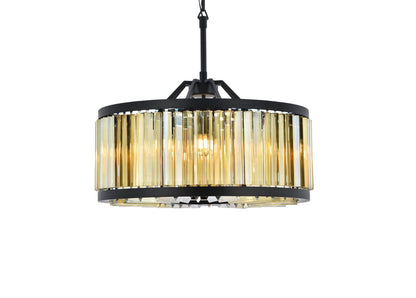 Chelsea 8 light Matte Black Chandelier Golden Teak (Smoky) Royal Cut Crystal