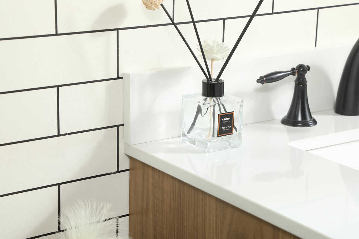 30 inch Single bathroom vanity in walnut brown with backsplash