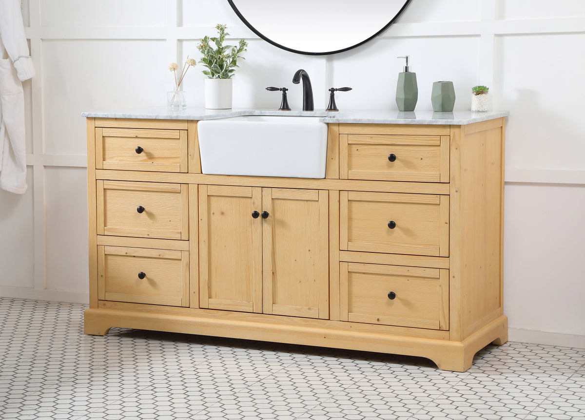 60 inch Single bathroom vanity in natural wood