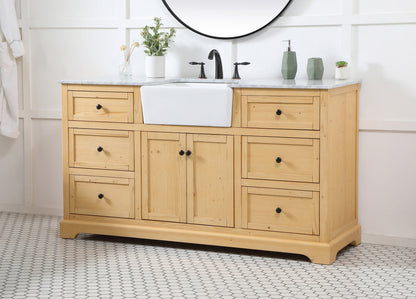 60 inch Single bathroom vanity in natural wood