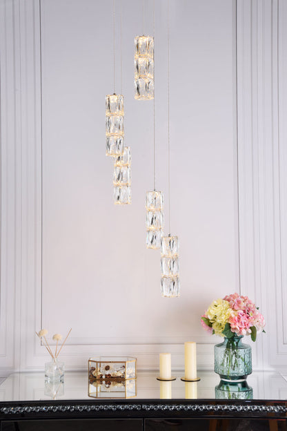 Polaris LED light Chrome Pendant Clear Crystal