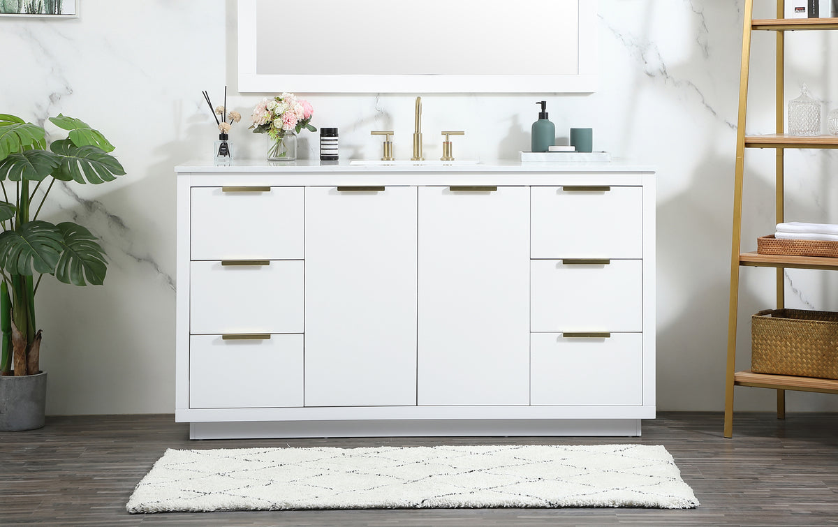 60 inch Single bathroom vanity in white