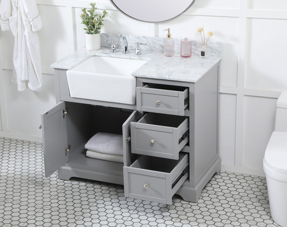 42 inch Single bathroom vanity in grey with backsplash